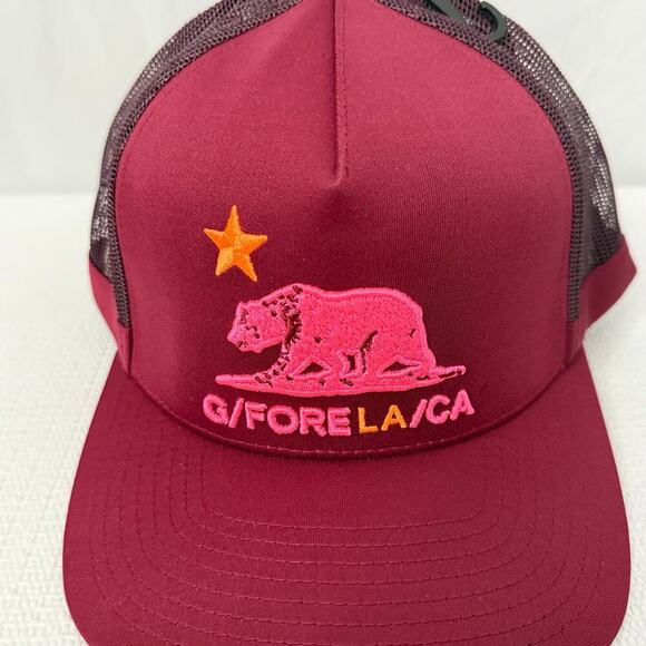 G Fore Snapback Hat Los Angeles California Maroon Pink - Picture 2 of 10